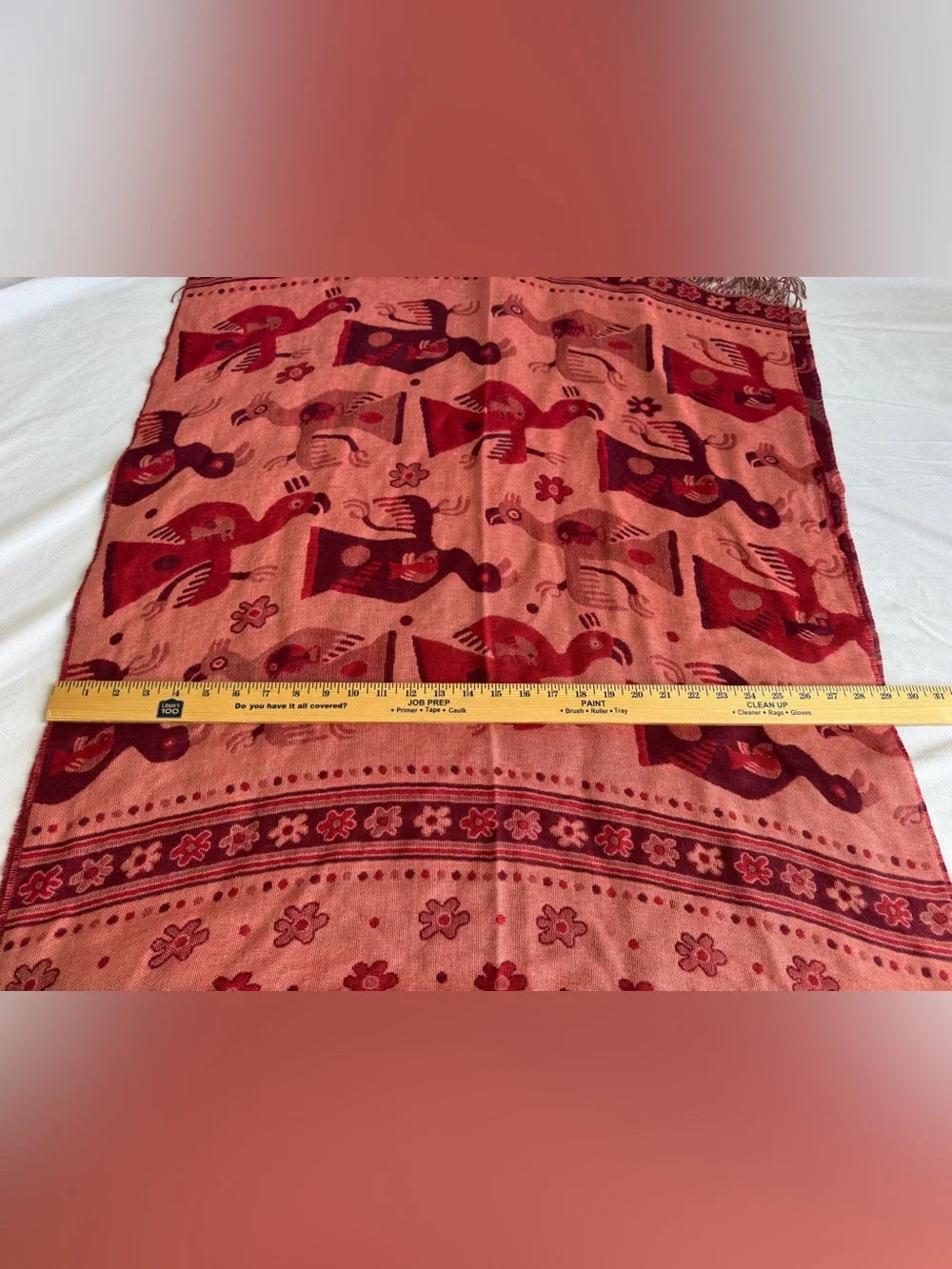 Kuna Millennium collection shawl scarf silk alpaca Nazca culture cherry red pink